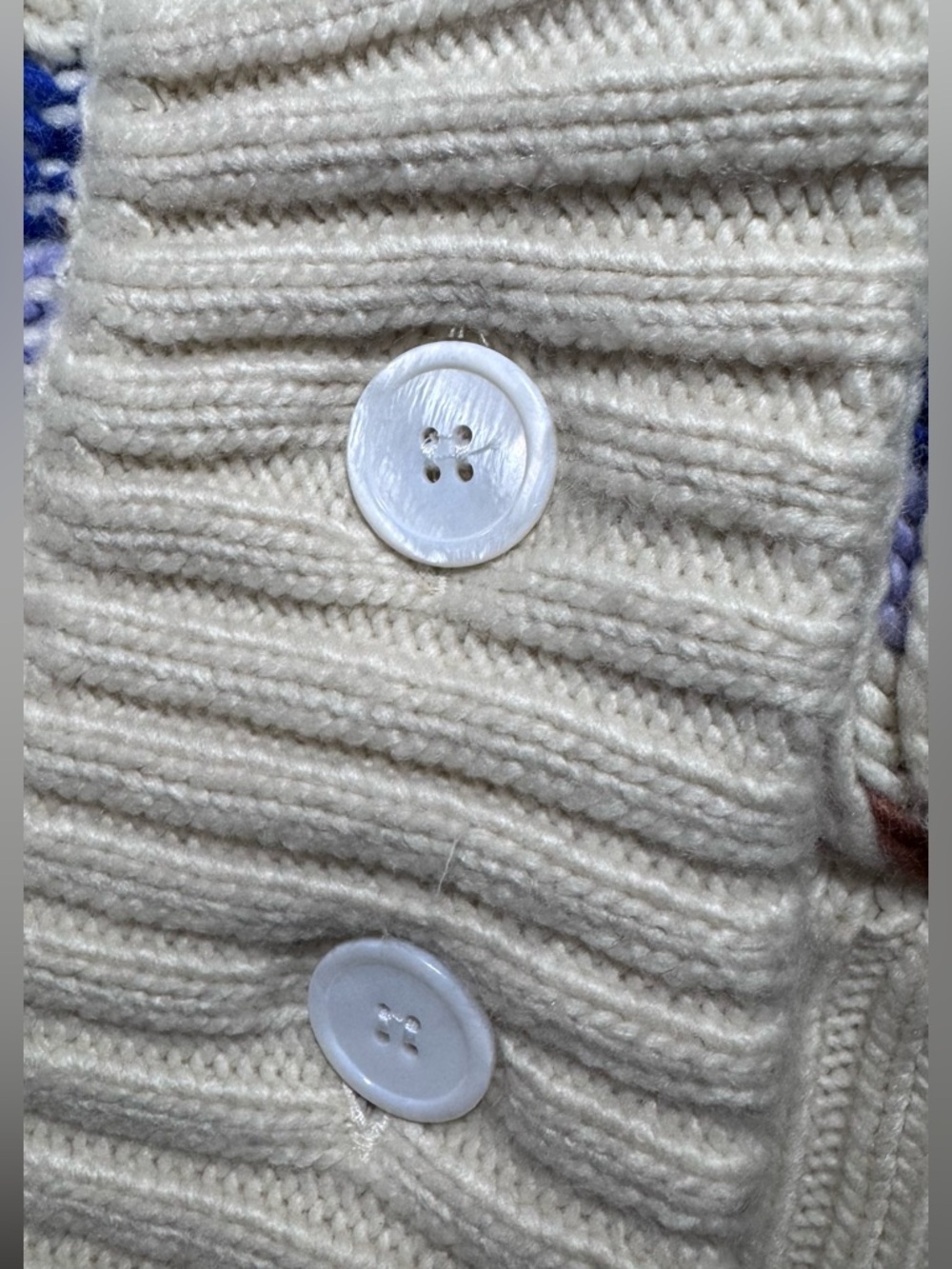 FARM Rio NWT Ivory chunky Knit V-Neck Cardigan Sweater w/ Multicolor Accents - Picture 5 of 7